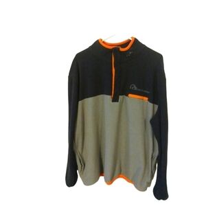 Ducks Unlimited Dark Navy/Gray w. Orange Trim 1/4 Snap Fleece Pullover XL